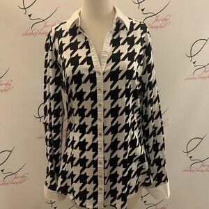7th Ave. Size M Tall. Cotton/Spandex. Long Sleeve Houndstooth Shirt. B46.